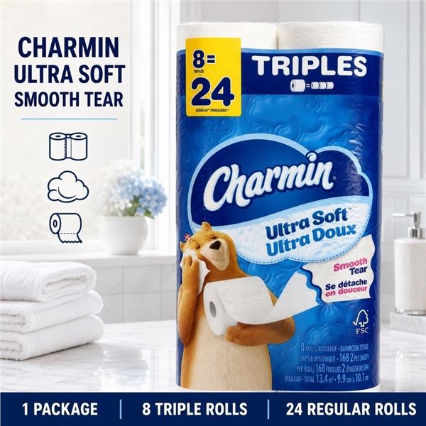 CHARMIN ULTRA SOFT 8=24 TRIPLES TOILET PAPER