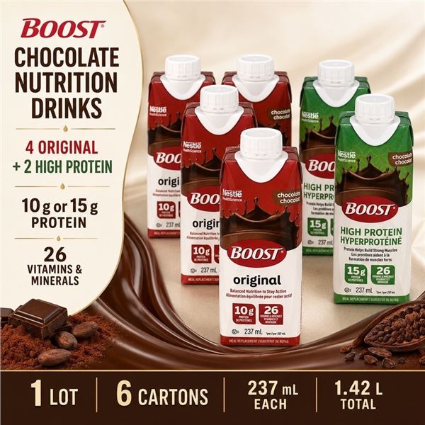 6 BOOST CHOCOLATE DRINKS BB 12/26