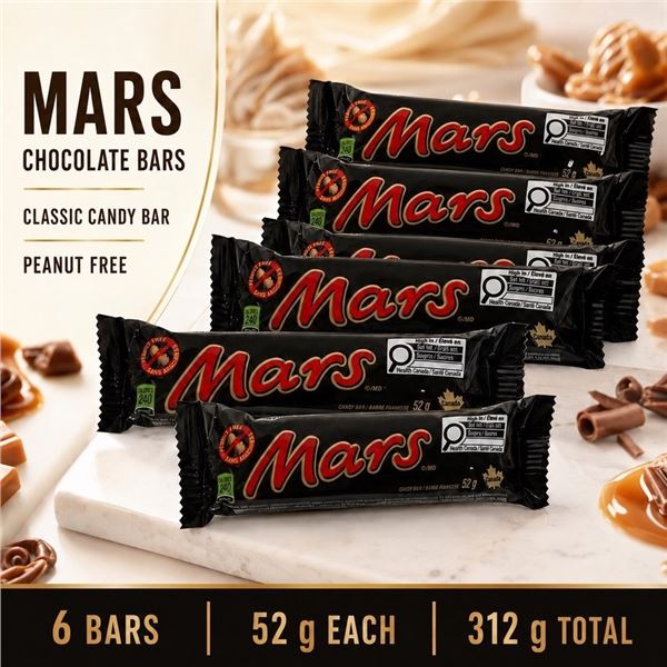 6 MARS CHOCOLATE BARS 52G BB 12/26