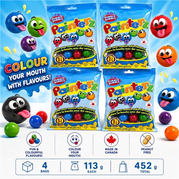 4 DUBBLE BUBBLE PAINTERZ GUM 113G