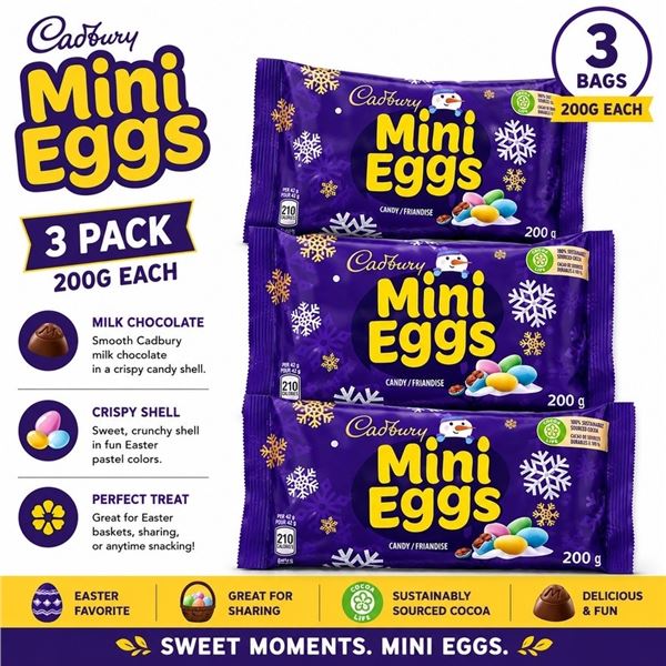 3 CADBURY MINI EGGS 200G BB 07/26