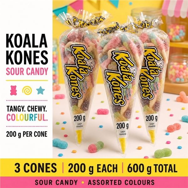 3 KOALA KONES SOUR CANDY 207G BB 06/27