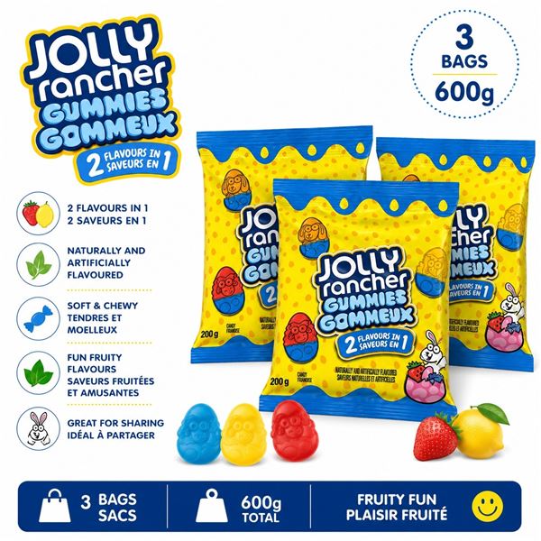 3 JOLLY RANCHER GUMMIES 200G BB 12/26