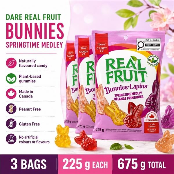 3 DARE REAL FRUIT BUNNIES 225G BB 09/26