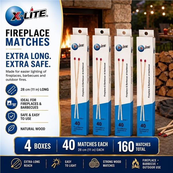 4 X-LITE FIREPLACE & BARBECUE MATCHES 40 PACK