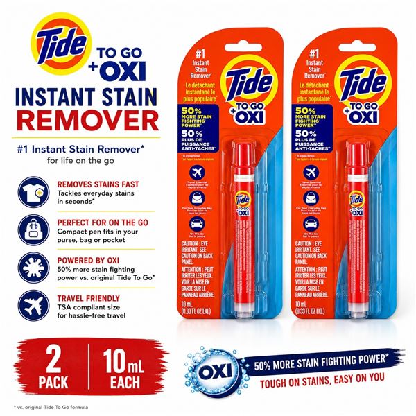 2 TIDE TO GO + OXI STAIN REMOVER 10ML