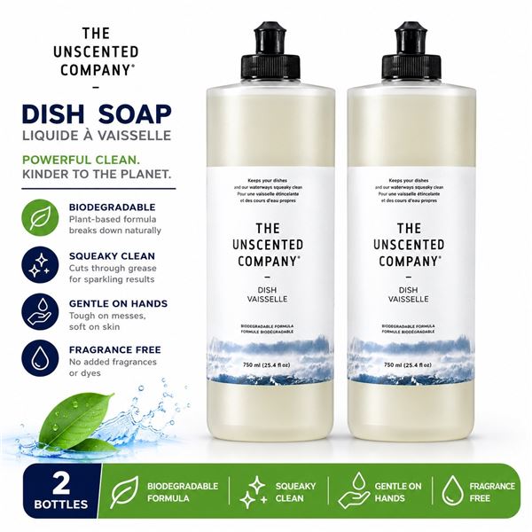 2 THE UNSCENTED CO DISH SOAP 750ML