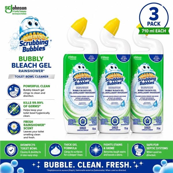 3 SCRUBBING BUBBLES RAINSHOWER BLEACH GEL 710ML