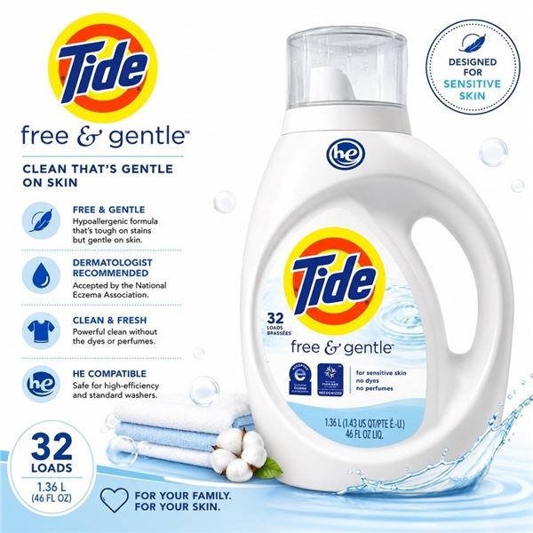 TIDE FREE & GENTLE 32 LOADS 1.36L