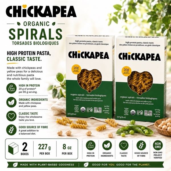 2 CHICKAPEA ORGANIC SPIRALS 227G BB 01/27