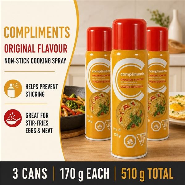 3 COMPLIMENTS COOKING SPRAY BB 05/27