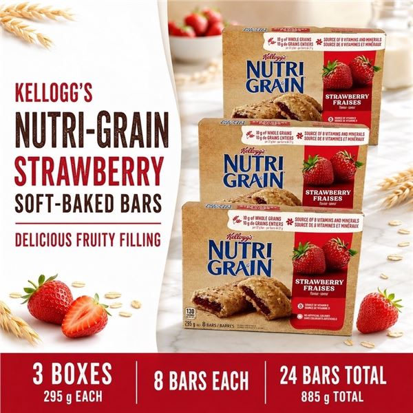 3 NUTRI-GRAIN STRAWBERRY 8 BAR BB 09/26
