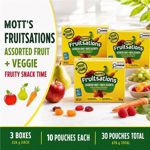 3 MOTT'S FRUITSATIONS ASSORTED 10PK BB 01/27