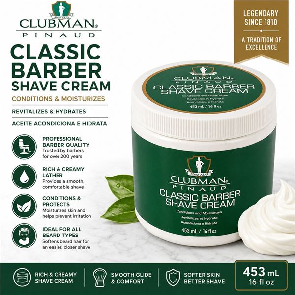 CLUBMAN PINAUD BARBER SHAVE CREAM 453ML
