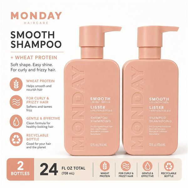 2 MONDAY SMOOTH + WHEAT PROTEIN SHAMPOO 354ML