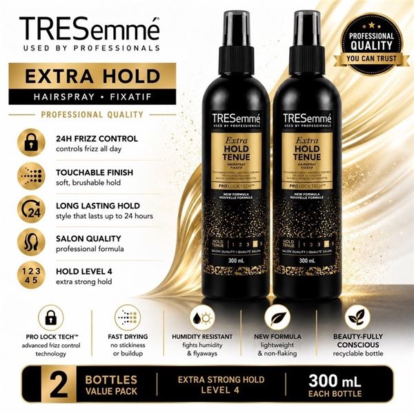 2 TRESEMME EXTRA HOLD HAIRSPRAYS 300ML