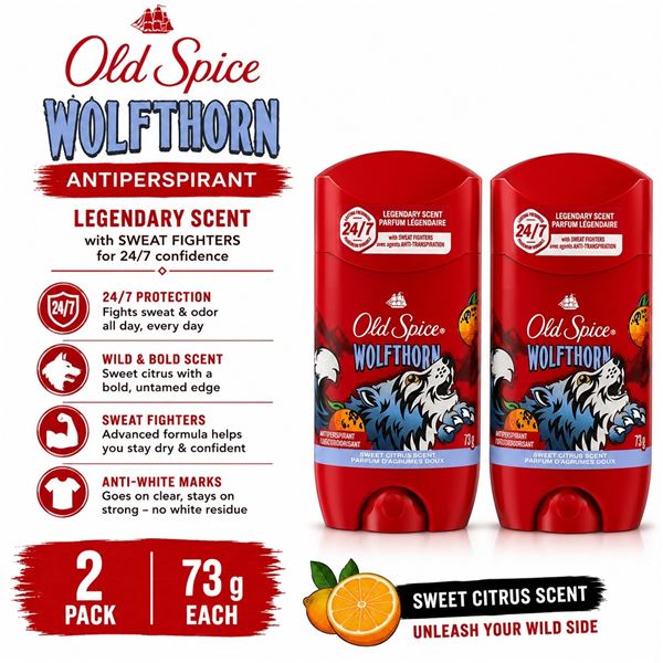 2 OLD SPICE WOLFTHORN ANTIPERSPIRANT 73G