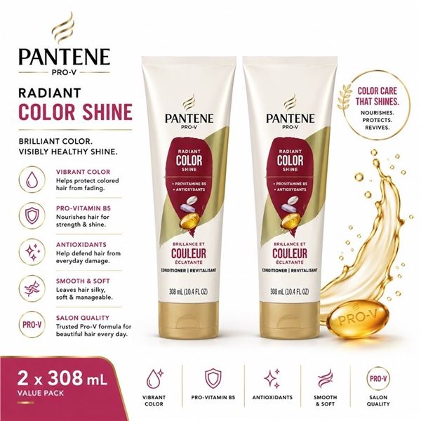2 PANTENE RADIANT COLOR SHINE CONDITIONER 308ML