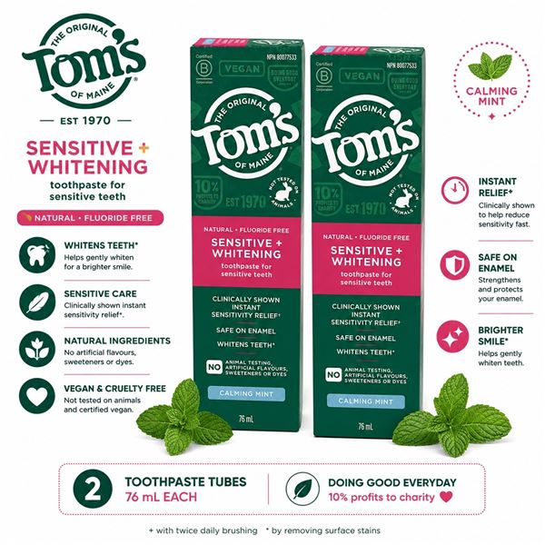2 TOM'S SENSITIVE + WHITENING 76ML BB 07/26