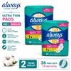 Image 1 : 2 ALWAYS ULTRA THIN SIZE 1 PADS 36 CT