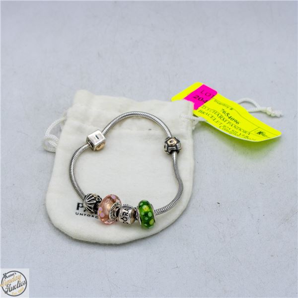 RETIRED 5 CHARM PANDORA CHARM BRACELET 925 SILVER