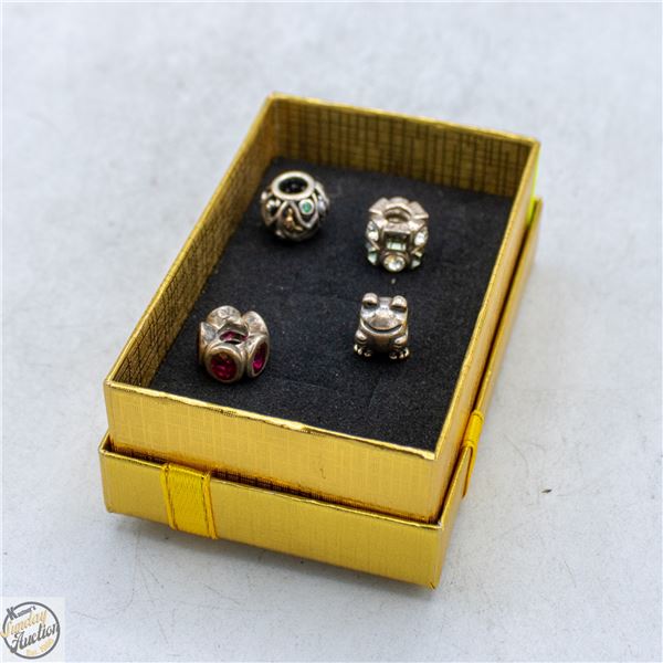 4 RETIRED PANDORA & SWAROVSKI CHARMS 925 SILVER