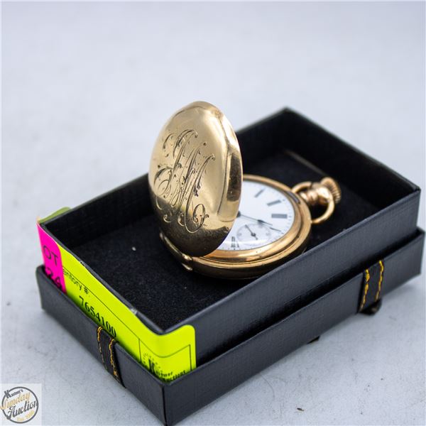VINTAGE WALTHAM GOLD FILLED CASHIER POCKET WATCH