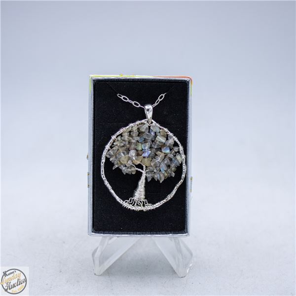 LABRADORITE WRAPPED TREE OF LIFE PENDANT