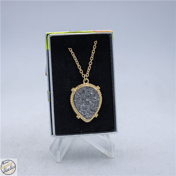 DRUZY PYRITE NECKLACE TEAR DROP SHAP