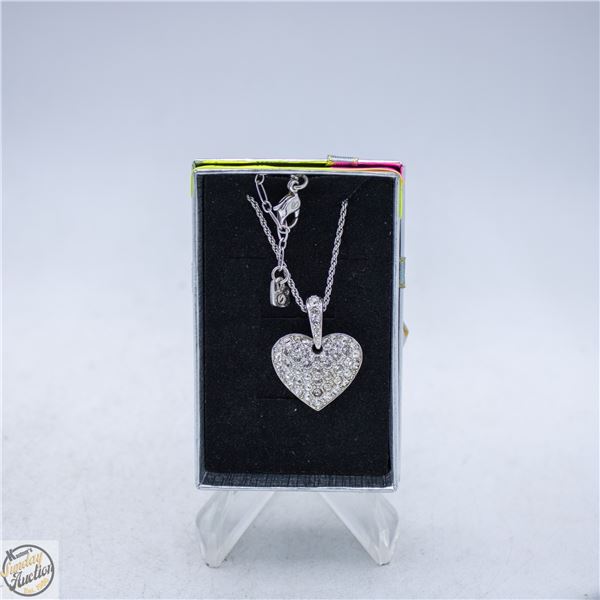 SWAROVSKI HEART PENDANT MAKERS MARK SWAN STAMP