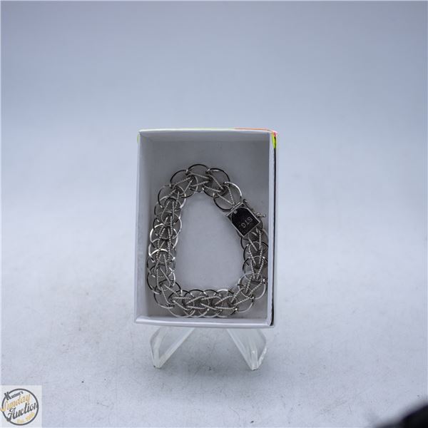 STERLING SILVER CHAIN CHARM BRACELET STAMPED STG