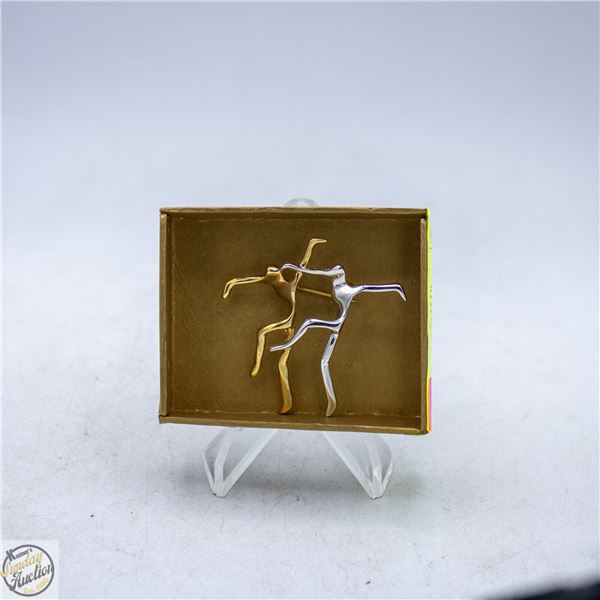 VINTAGE MODERNIST DANCER 2 TONE BROOCH