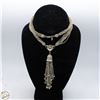 Image 1 : VINTAGE SILVER TONE TASSEL PENDANT NECKLACE