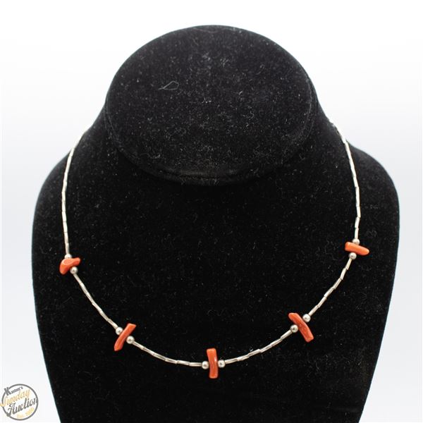 VINTAGE ORANGE CORAL NECKLACE