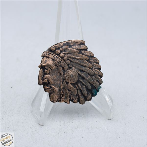 VINTAGE COPPER CHIEF ABORIGINAL HEAD PIN