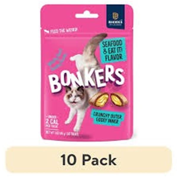 NEW BONKERS CAT TREATS SEAFOOD FLAVOUR - 10 PACKS