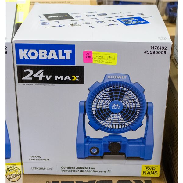 BRAND NEW KOBALT 24-V MAX CORDLESS JOBSITE FAN