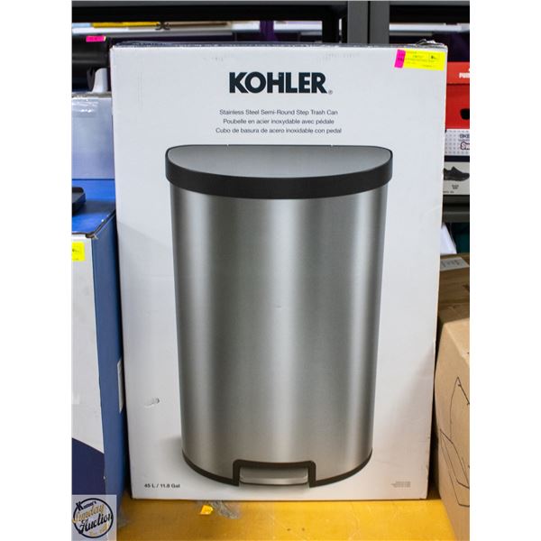 KOHLER STAINLESS STEEL STEP TRASH CAN - 45L