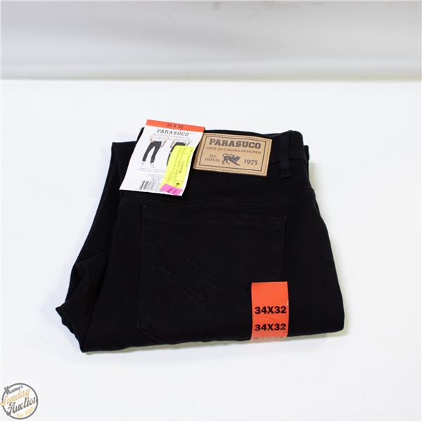 NEW 34 X 32 MENS PARASUCO MEDIUM RISE STRAIGHT LEG
