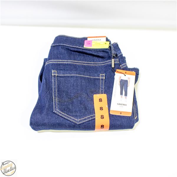 NEW SZ 8 SANTANA WOMENS JEANS - MID RISE W/CLASSIC