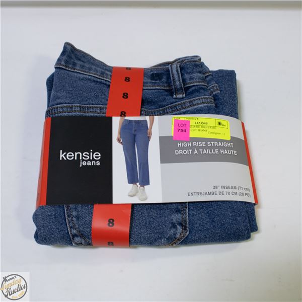 NEW SZ 8 KENSIE HIGH RISE STRAIGHT CUT JEANS