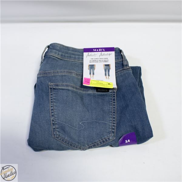 NEW SZ 14 X 23.5 AUTHENTIC SILVER JEANS W/ CURVY