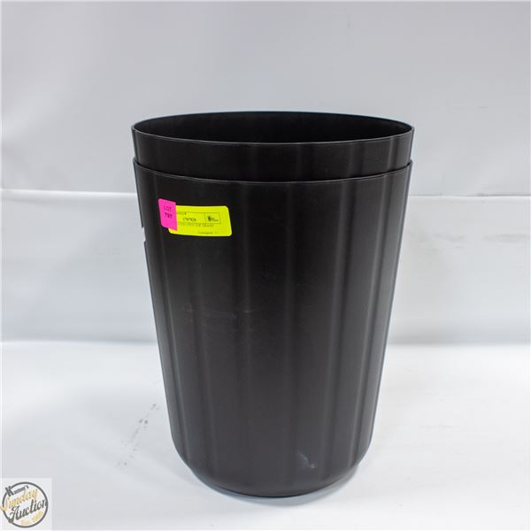2 NEW ROUND OPEN TOP TRASH CANS