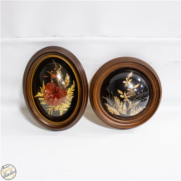VINTAGE 2 FRAMED REAL HAWAIIAN 24K GOLD