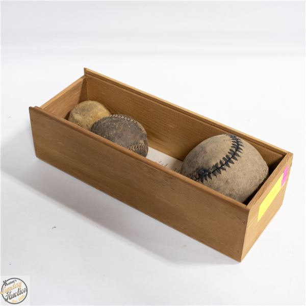 LOT OF 3 VINTAGE LEATHER BASEBALLS