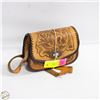 Image 1 : VINTAGE BROWN HAND TOOLED LEATHER BAG