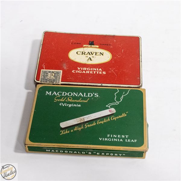 2 VINTAGE CIGARETTE TIN CASES