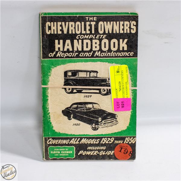 1929-1950 CHEVROLET OWNERS MANUAL HANDBOOK