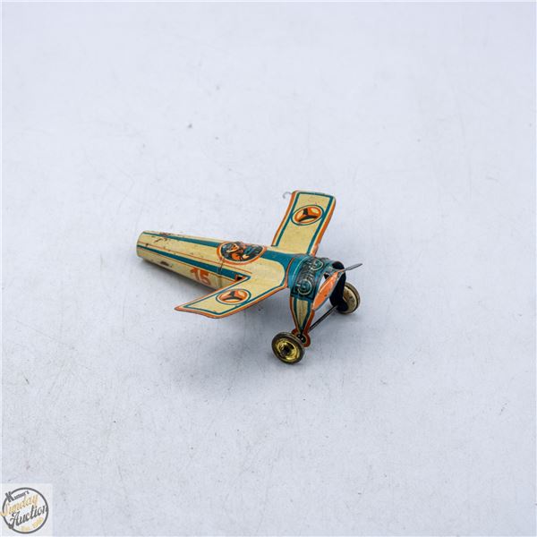 VINTAGE TIN LITHO AIRPLANE PENNY TOY WHISTLE
