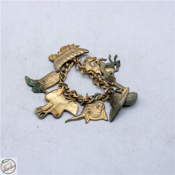 VINTAGE WESTERN COWBOY CHARM BRACELET